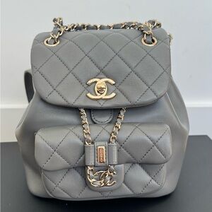 Pristine condition Chanel mini Duma backpack grey/ghw (4950)